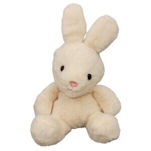 Hugfun Bunny Rabbit Plush Stuffed Animal Sitting Sewn Nose Off White Lovey Toy